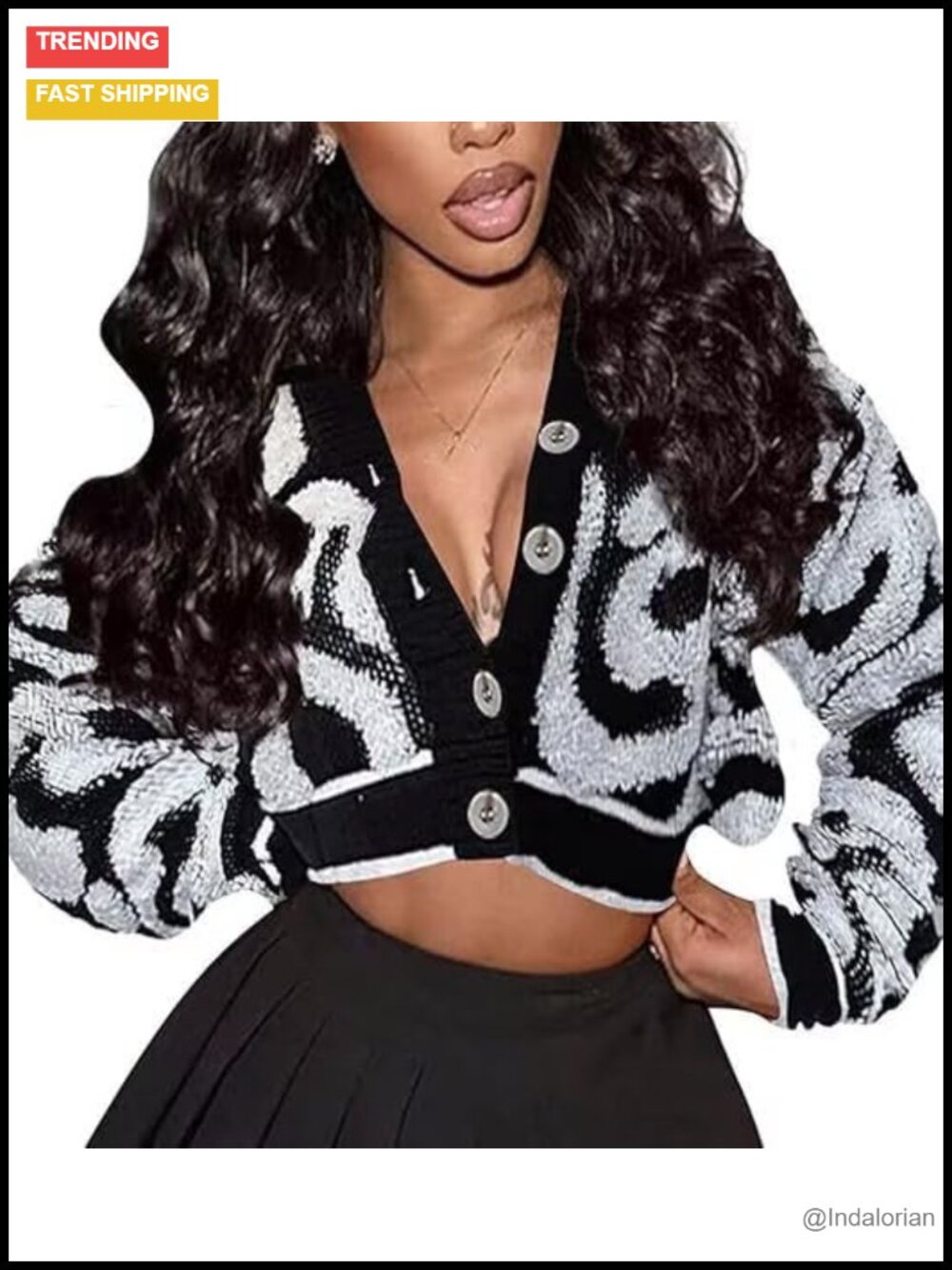Women Button Down V Neck Striped Knit Cardigan Sweater